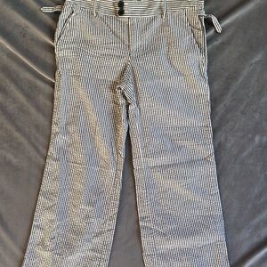 Vintage Banana Republic women’s pant strip white gray wide leg pockets Sz 2